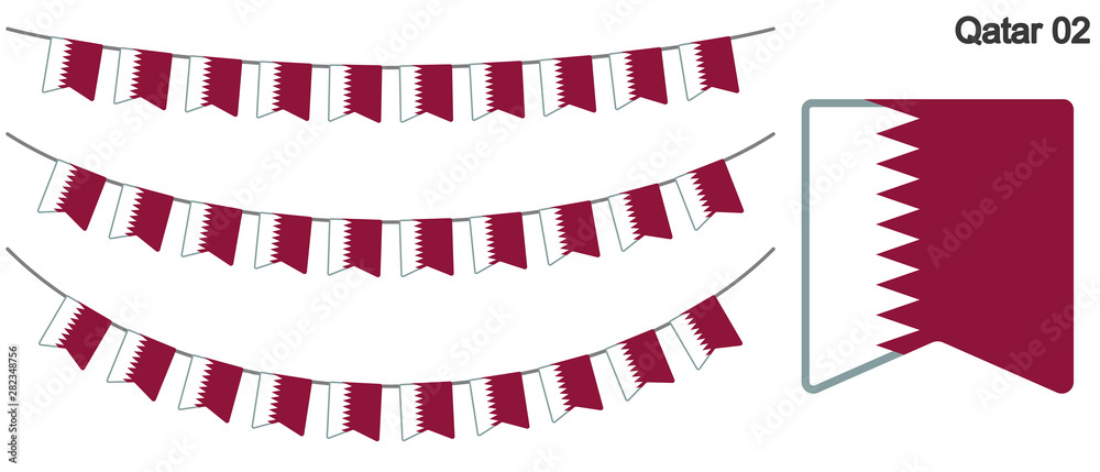 Fototapeta premium カタールの国旗のガーラーンド ベクターデータ（bunting garland）