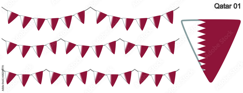 Obraz premium カタールの国旗のガーラーンド ベクターデータ（bunting garland）
