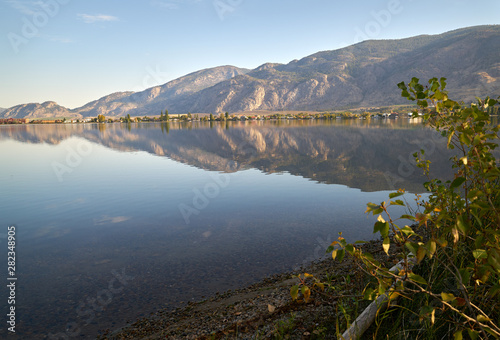 Osoyoos Lake Morning Light Reflection BC. A quiet morning on Osoyoos Lake, British Columbia, Canada. photo