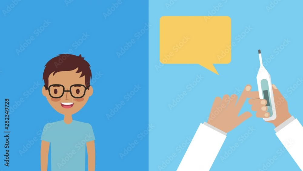 man with thermometer medical animation man with thermometer medical animation