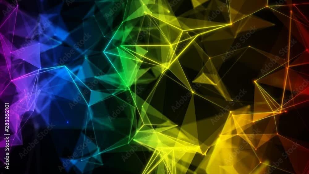 colorful iridescent rainbow abstract digital nodes and polygon connection paths within network or system of networks animation for visuals vj light presentations motion background Loop colorful iridescent rainbow abstract digital nodes and polygon connection paths within network or system of networks animation for visuals vj light presentations motion background Loop