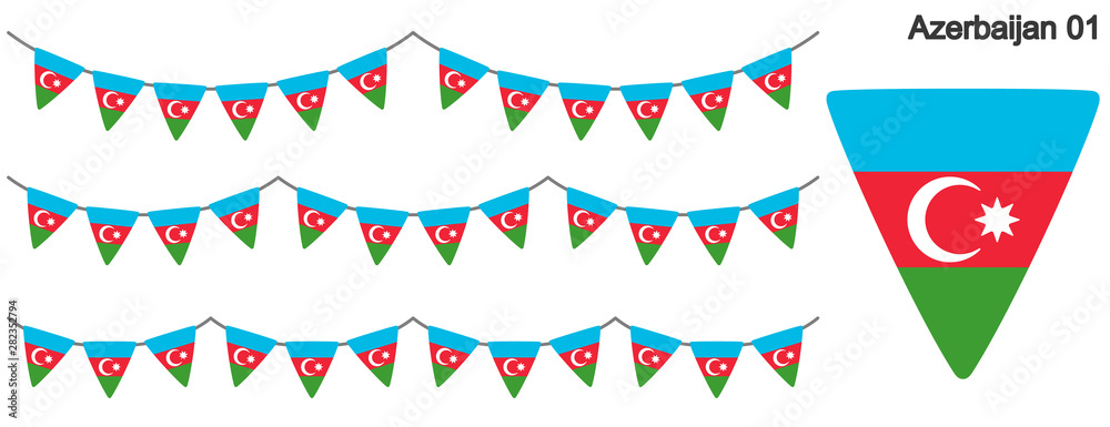 Obraz premium アゼルバイジャンの国旗のガーラーンド ベクターデータ（bunting garland）