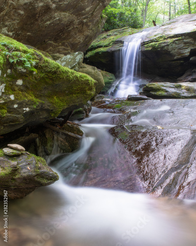 Long exposure photograph of Otter Falls in Seven Devils North Carolina  near Grandfather Mountain  Boone  Banner Elk  and Foscoe