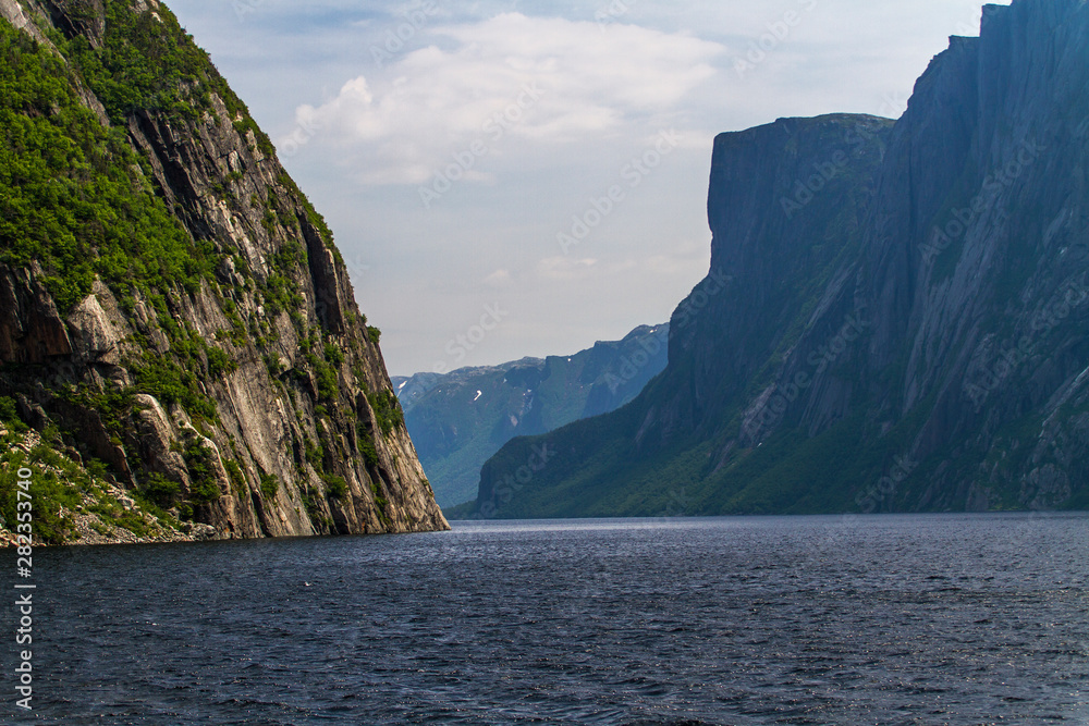 mountains and cliffs at Western Brook Pond, Newfoundland