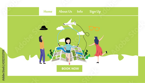 Travel Responsive Website Template Landing Page Design Vector Illustration