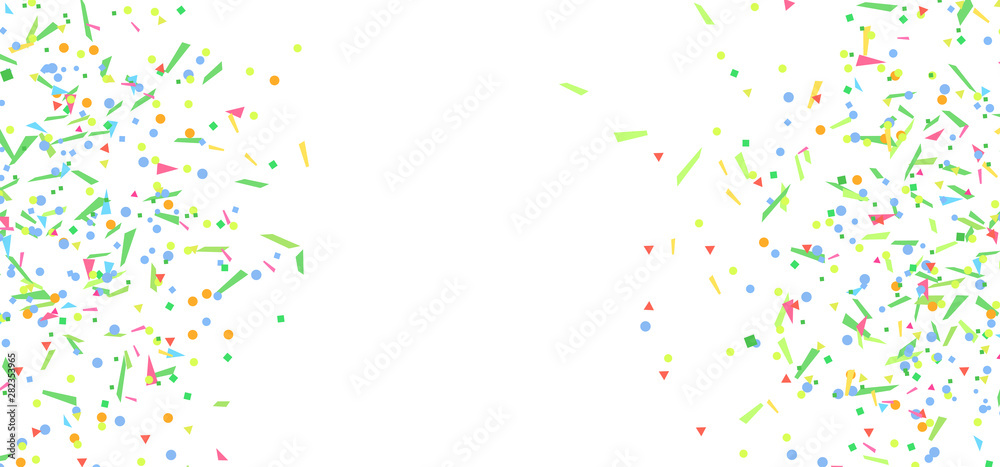 Colorful confetti on isolated white background. Abstract texture from glitters. Image for polygraphy, posters or banners. Doodle for your design