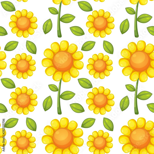 Seamless pattern tile cartoon with flowers