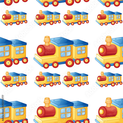 Fototapeta Naklejka Na Ścianę i Meble -  Seamless pattern tile cartoon with toy train