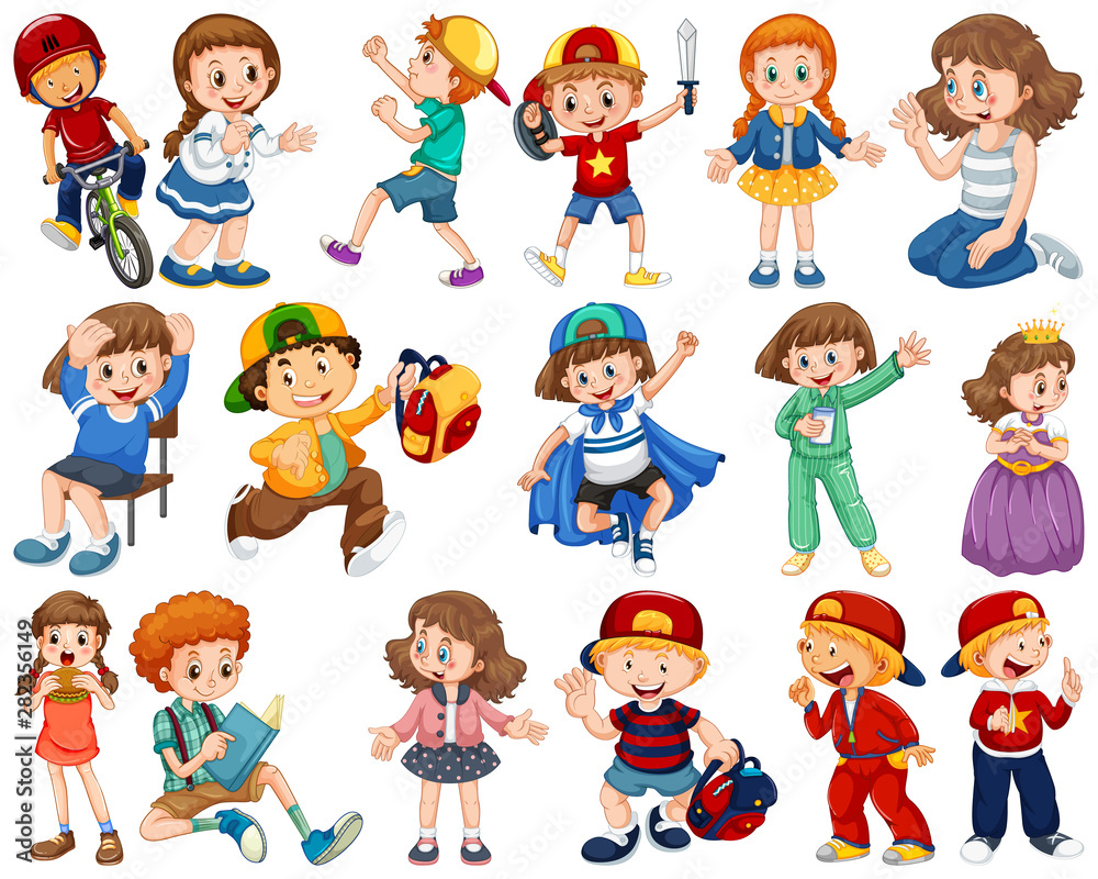 Kids in large group acting our varoous roles Kids in large group acting our varoous roles