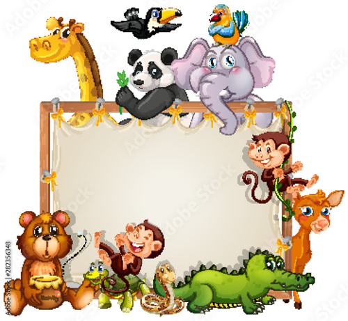 Border template design with cute animals