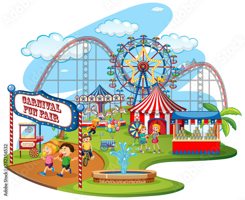 Fun fair theme park on isolated background