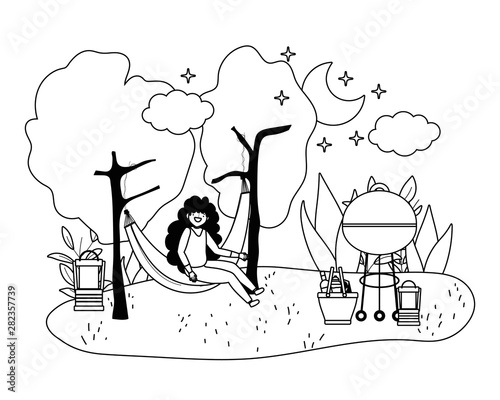 Woman cartoon having picnic design