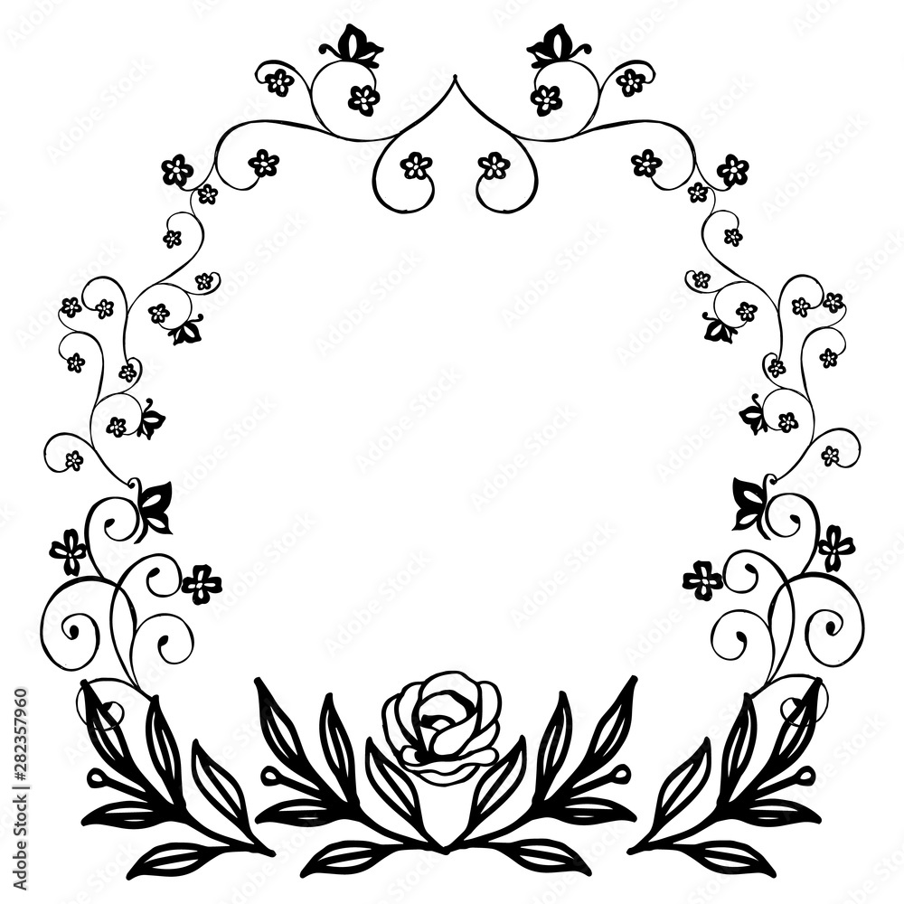 Black line art on white background, drawing of flower frame elegant, for texture of various card. Vector Black line art on white background, drawing of flower frame elegant, for texture of various card. Vector