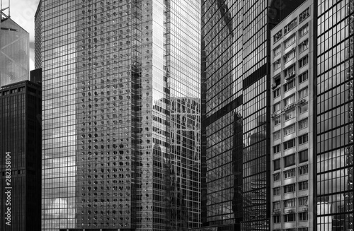 Hong Kong Commercial Building Close Up; Black and White style © joeycheung
