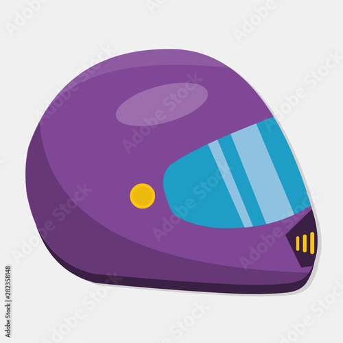 purple full face helmet isolated vector illustration