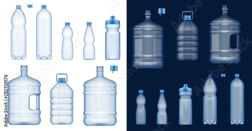Water bottle mockups. Plastic drink containers