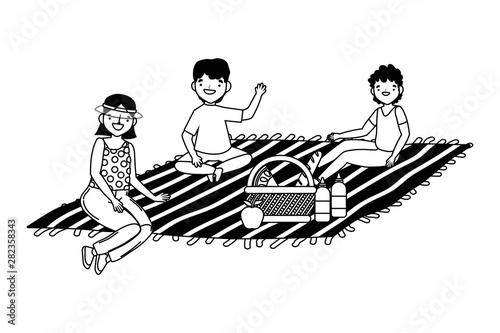 People having picnic vector design