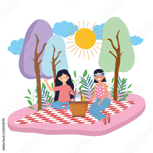 Women friends having picnic design