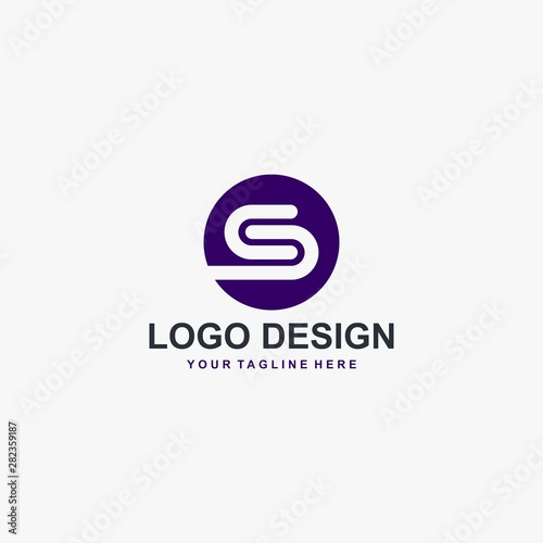 Letter S logo design. Monogram S type abstract symbol. Initial S in circle vector icon.