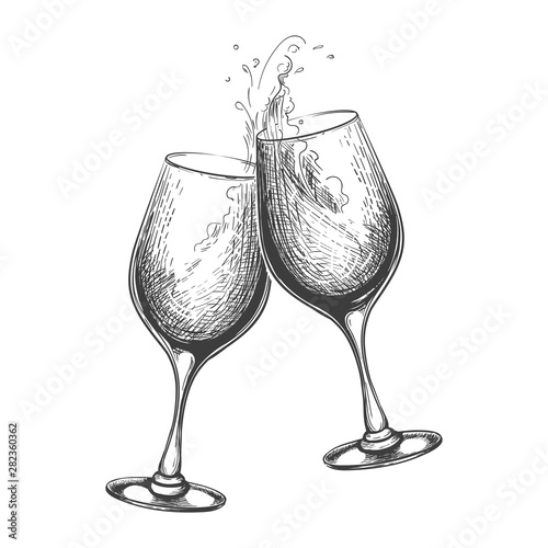 Hand drawn wine toast