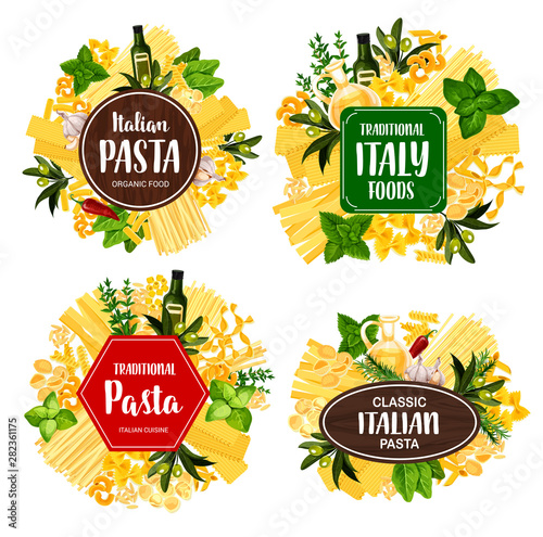 Pasta, spaghetti, macarroni, Italian spices, herbs
