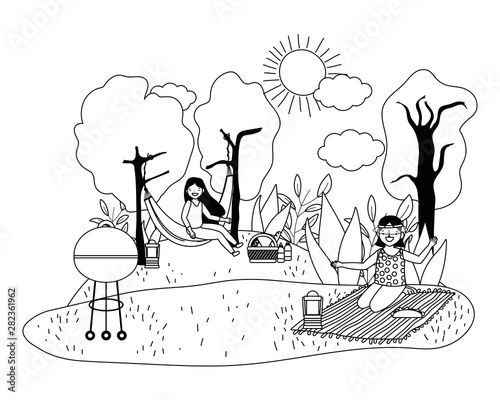 Women friends having picnic design
