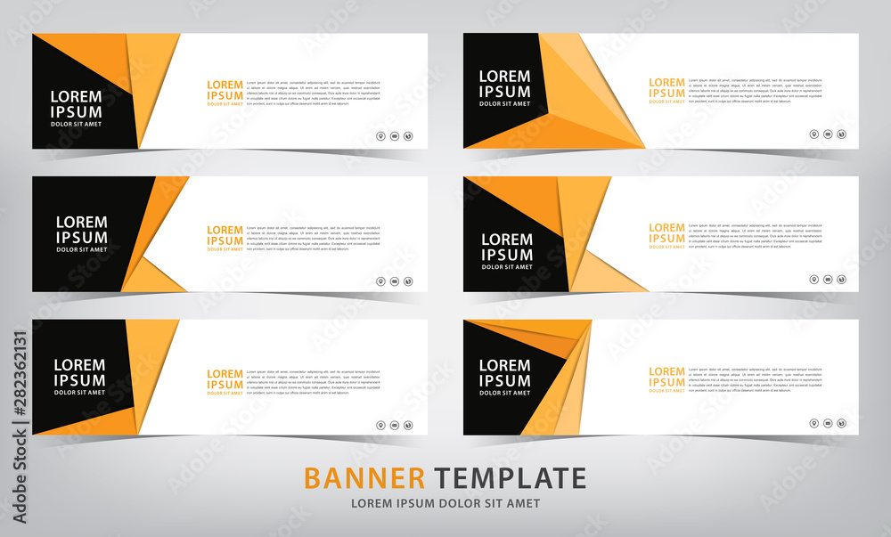 set of six abstract orange web banner templates, vector illustration set of six abstract orange web banner templates, vector illustration