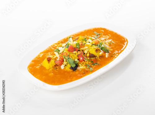 Indian Street Food Ragda Pattice on White Background