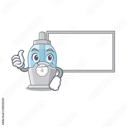 Thumbs up with board humidifier isolated with in the mascot