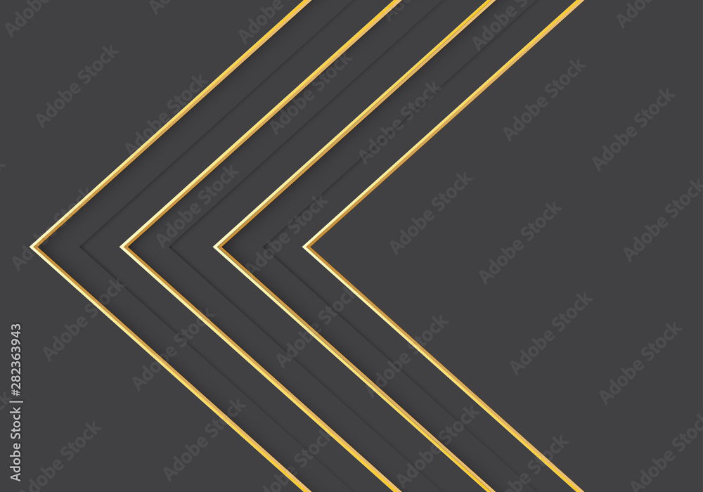 Abstract gold line arrow direction on grey design modern luxury futuristic background vector illustration. Abstract gold line arrow direction on grey design modern luxury futuristic background vector illustration.