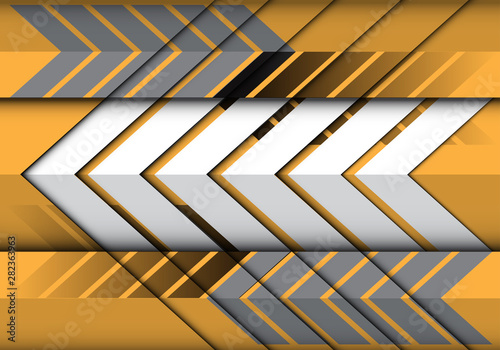 Wallpaper Mural Abstract white grey arrow pattern on yellow direction design modern futuristic background vector illustration. Torontodigital.ca