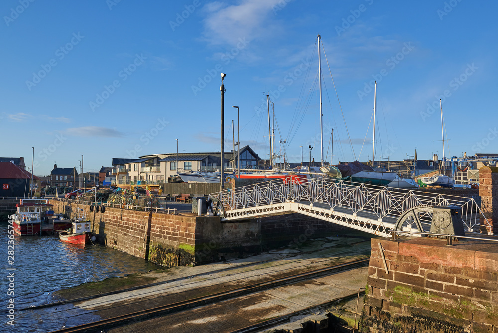 The Drawbridge at Arbroath Harbour that provides a Walkway and entrance into the Local Boat Builders yard.