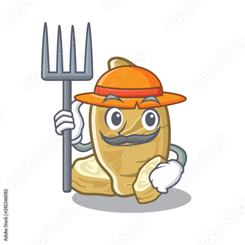 Farmer jerusalem artichoke above cartoon tables wood