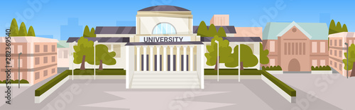 modern national university college building residence exterior empty front yard view flat horizontal
