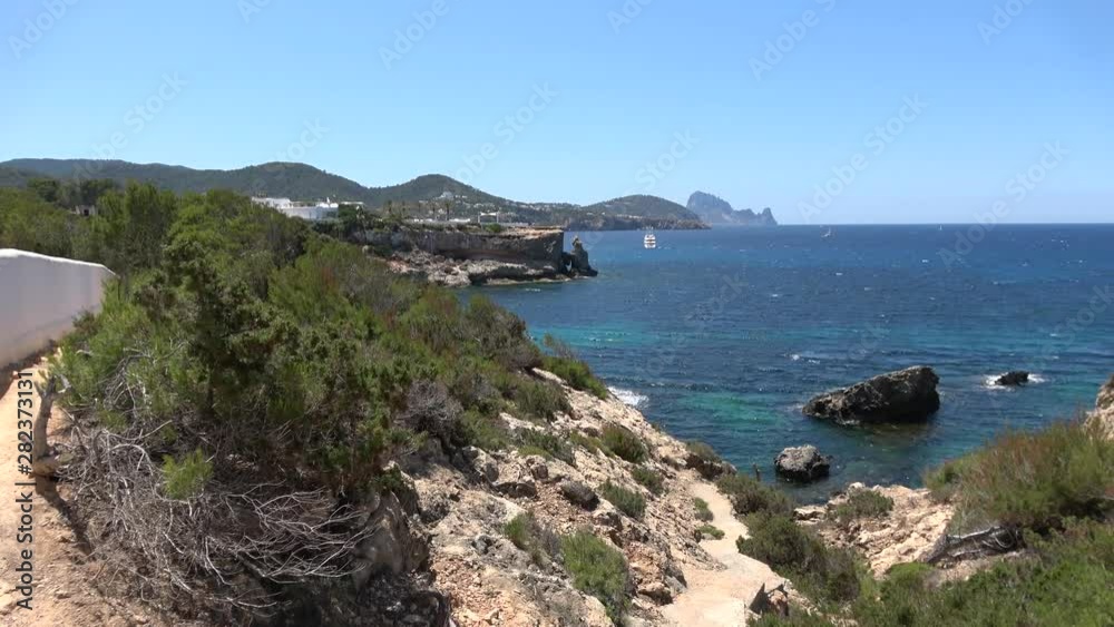 Nature and landscapes on the island of Ibiza. View from a helicopter spans over the sea. Beautiful views. Nature and landscapes on the island of Ibiza. View from a helicopter spans over the sea. Beautiful views.
