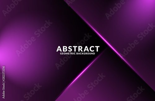 Dark purple Realistic abstract Geometric background. Neon light effect vector