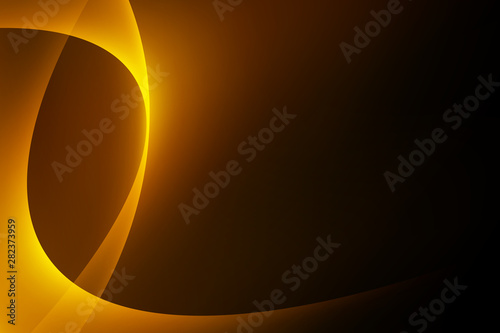 Abstract light gold gradient curve luxury concept graphic on dark background, copy space composition.