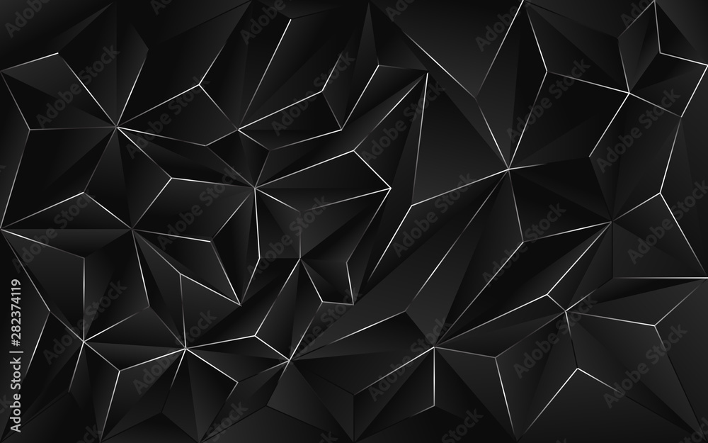 Abstract 3d black low polygon style background a combination with line ...