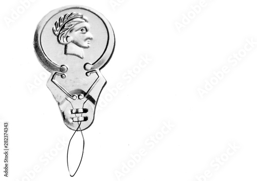 Obraz na plátně Silver Needle Threader on white background