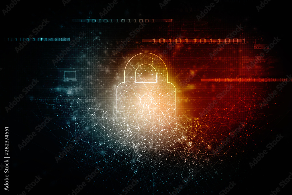 2d illustration Safety concept: Closed Padlock on digital background 2d illustration Safety concept: Closed Padlock on digital background