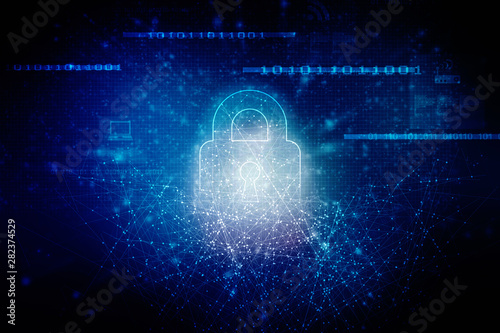 Wallpaper Mural 2d illustration Safety concept: Closed Padlock on digital background Torontodigital.ca