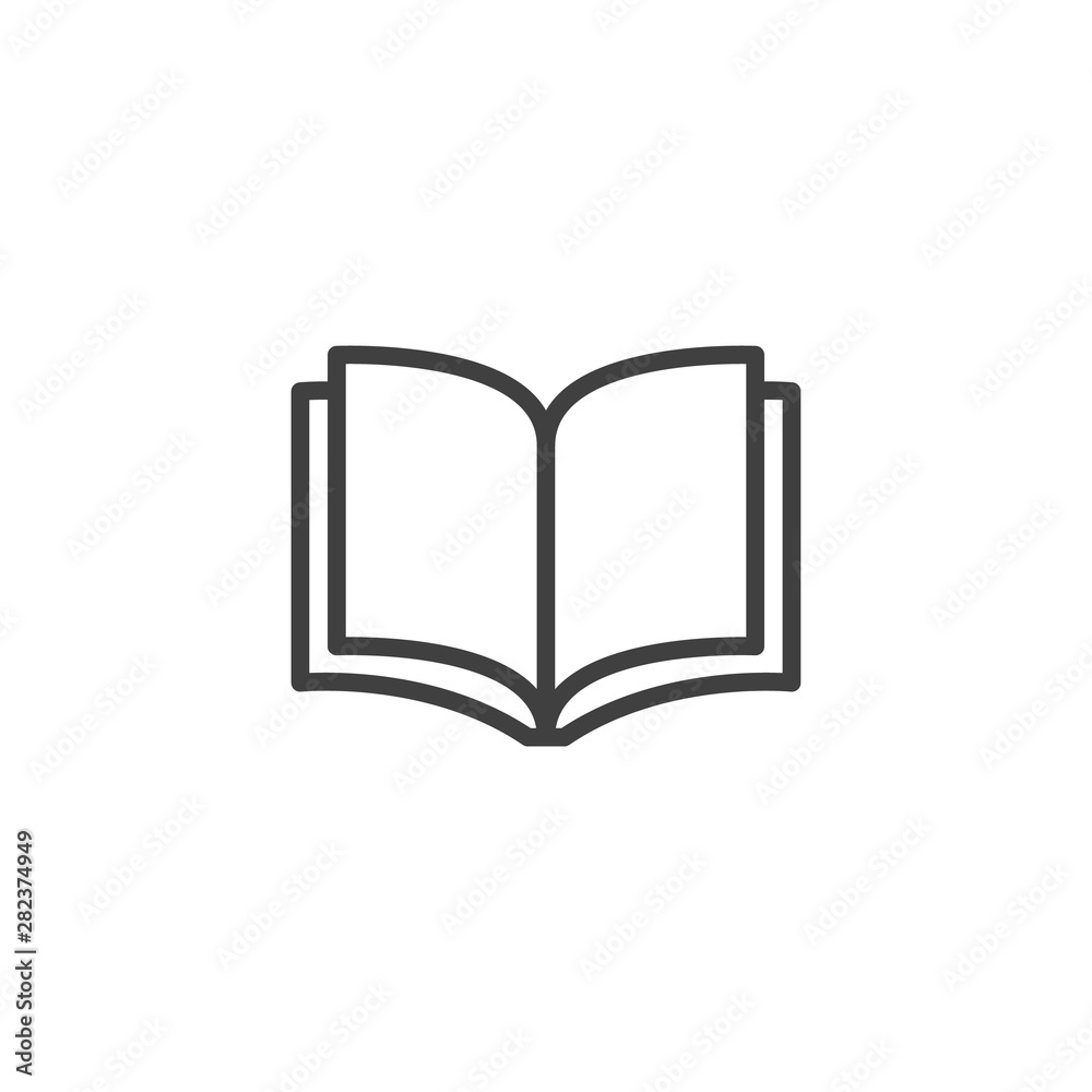 Booklet pages line icon. linear style sign for mobile concept and web design. Open book outline vector icon. Symbol, logo illustration. Vector graphics Booklet pages line icon. linear style sign for mobile concept and web design. Open book outline vector icon. Symbol, logo illustration. Vector graphics