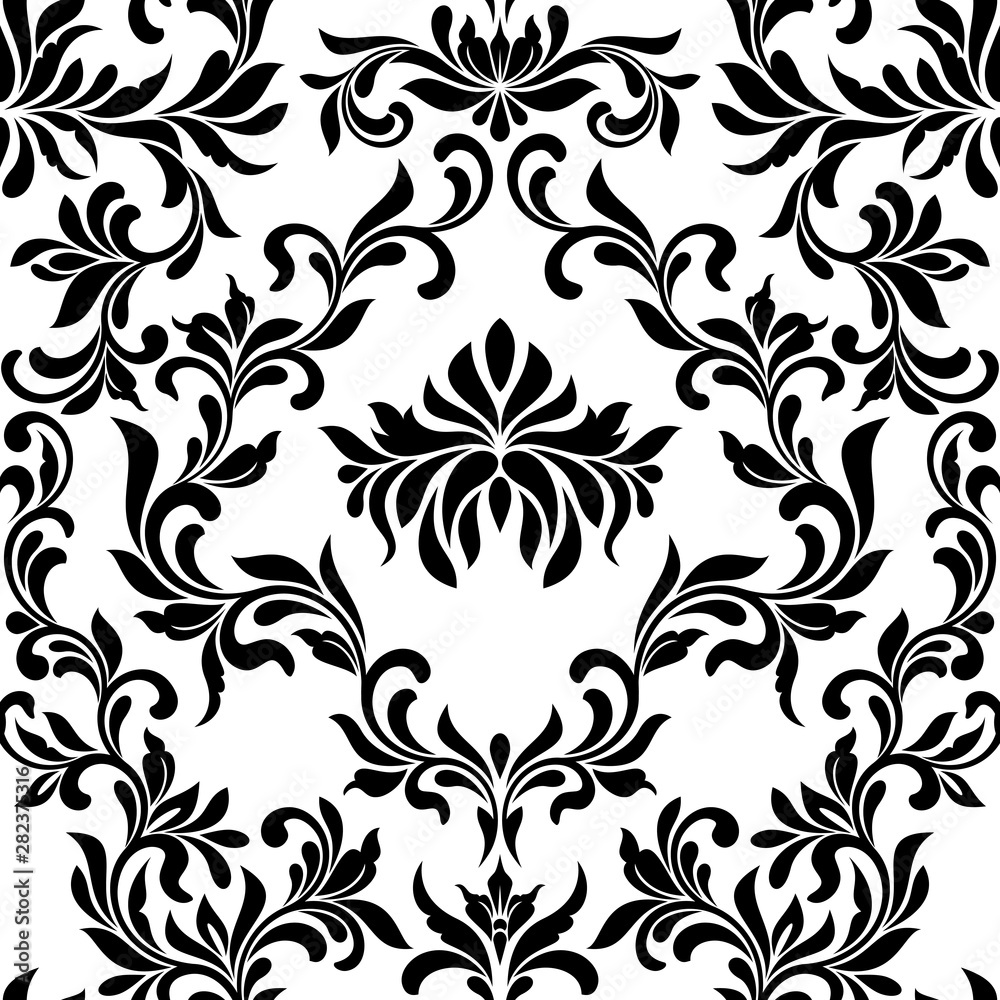 Seamless pattern. Wallpaper in vintage style. Background Damask. Texture for print, wallpaper, home decor, textile, package design