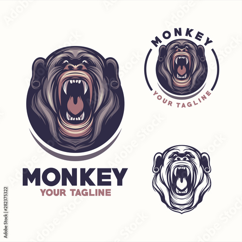 Awesome scream monkey logo design