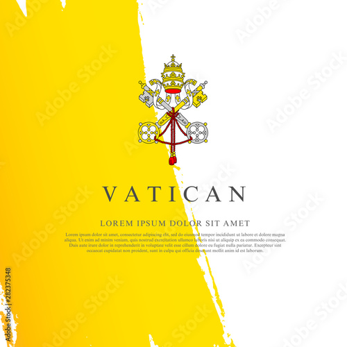 Flag of the Vatican. Brush strokes are drawn by hand. Independence Day.