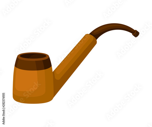 Copper smoking pipe. Vector illustration on white background.