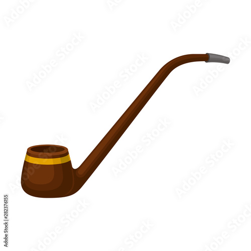 Smoking pipe with a small cup and a long mouthpiece. Vector illustration on white background.