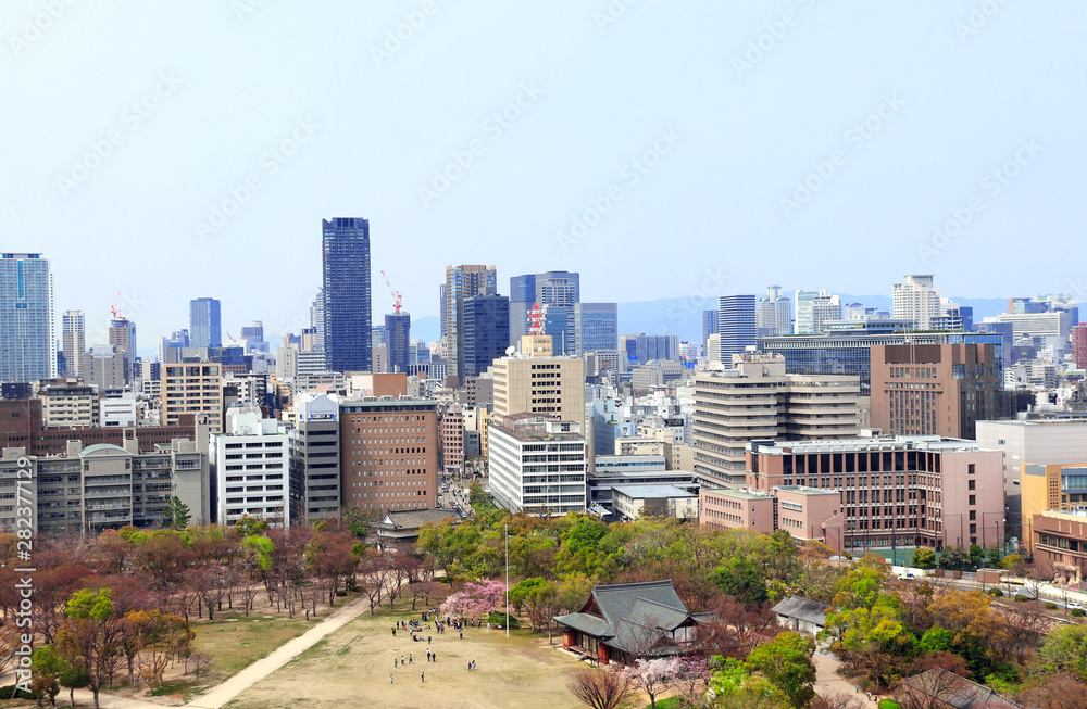 Obraz premium Aerial view on Osaka, Japan