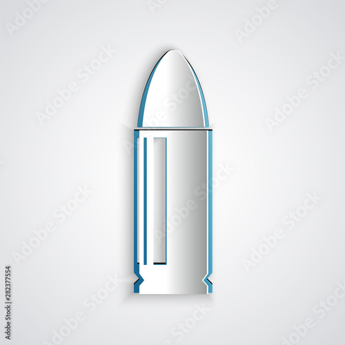 Paper cut Bullet icon isolated on grey background. Paper art style. Vector Illustration