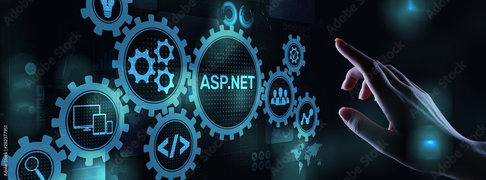 ASP.NET Development programming language concept on virtual screen. ASP.NET Development programming language concept on virtual screen.